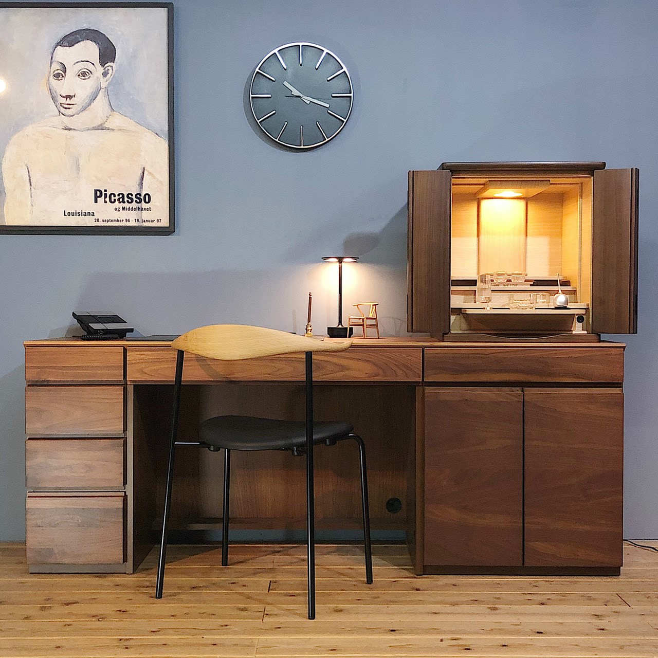 【シンプル仏壇】コンパクト上置タイプ（ウォールナット×タモ）MC-008-18