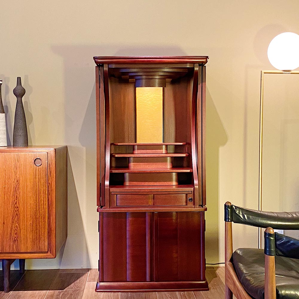 【シンプル仏壇】スリム縦型タイプ（ダークレッド）MC-004-40