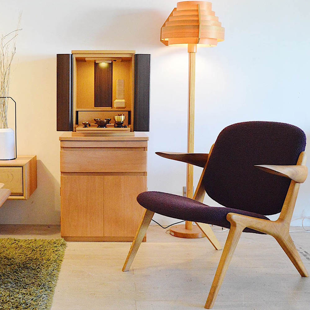 【シンプル仏壇】コンパクト上置タイプ+下台セット（ライト）MC-022-16+MC-023