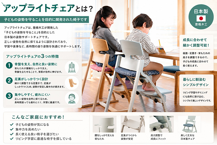 アップライトチェアとトリップトラップを本気で比較。子どもの姿勢に